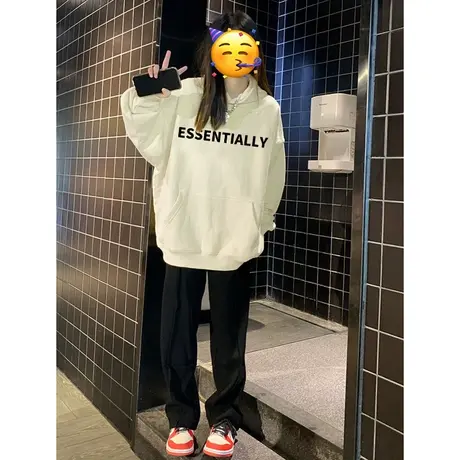 秋冬款加绒vintage美式卫衣女ins潮复古大码慵懒风显瘦情侣装外套图片