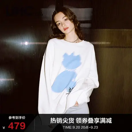 LINCCHIC金羽杰卫衣女2023新款爆款圆领萌宠印花卫衣S231HD004Y商品大图