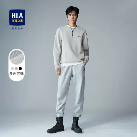 HLA/海澜之家SPRINTING SMILE情侣卫衣秋冬季字母刺绣圆领外套男图片