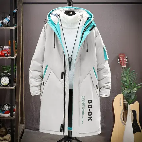 羽绒服男中长款冬季2023年新款男士加厚棉衣高中学生潮流保暖外套商品大图