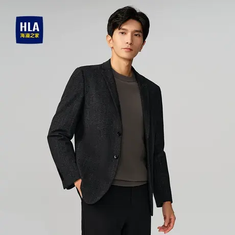 HLA/海澜之家绒感弹力休闲西服男2025秋冬新款时尚条纹西装外套男图片
