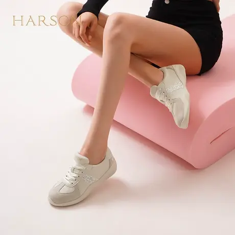 哈森德训鞋女春季新款秀气小巧时尚休闲运动小白鞋HCS250303商品大图