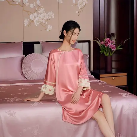 爱慕皇锦含22姆米重磅真丝女士睡衣套头睡裙-娘娘寝衣HJ21559商品大图
