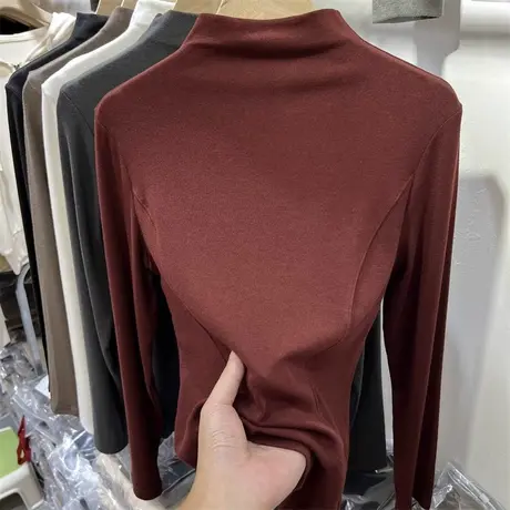 纯色内搭半高领打底衫女春秋韩版修身显瘦洋气减龄长袖T恤上衣服商品大图