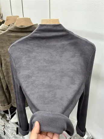 半高领扎染羊绒针织衫女秋冬2023修身针织软糯T恤薄绒打底衫上衣商品大图