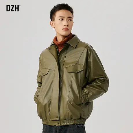 男生机车皮夹克外套男秋冬款宽松男装2023年新款翻领皮衣百搭上衣商品大图