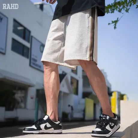 Radiohead休闲短裤男宽松运动潮牌五分裤拼接侧边针织中裤夏新款商品大图