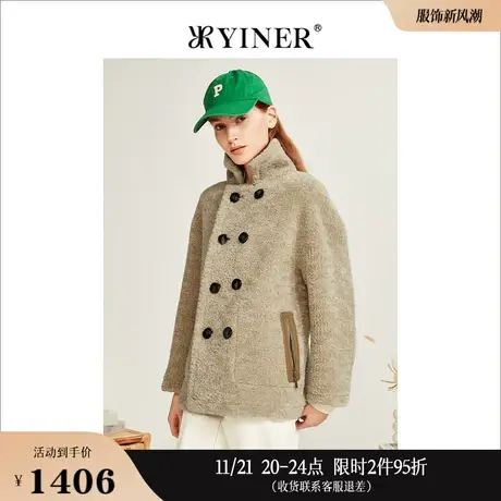 YINER音儿专选女装冬季时尚短款正反两面穿纯羊毛大衣外套商品大图