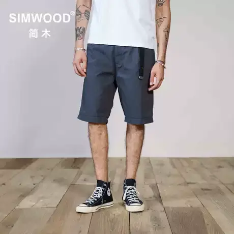 Simwood简木男装【宽松版型】夏新款成衣酵洗休闲工装五分短裤男商品大图