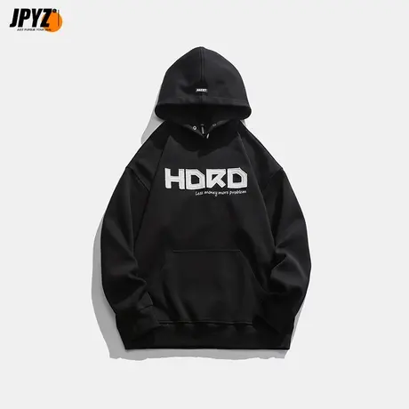 春秋复古学院风连帽衫卫衣贴布刺绣潮牌宽松运动学生百搭外套男士商品大图