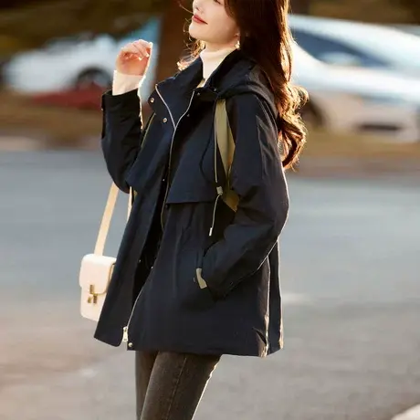 时尚气质长袖风衣外套2023年秋季新款女士温柔宽松显瘦通勤上衣图片