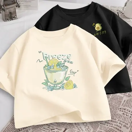 正肩短款短袖t恤女2023年夏季新款小个子半袖纯棉甜辣高腰女上衣图片