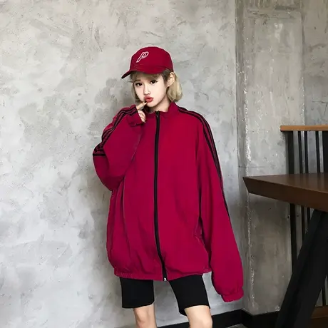 秋季韩版ins复古百搭薄款夹克风衣宽松bf休闲长袖运动外套男女潮图片