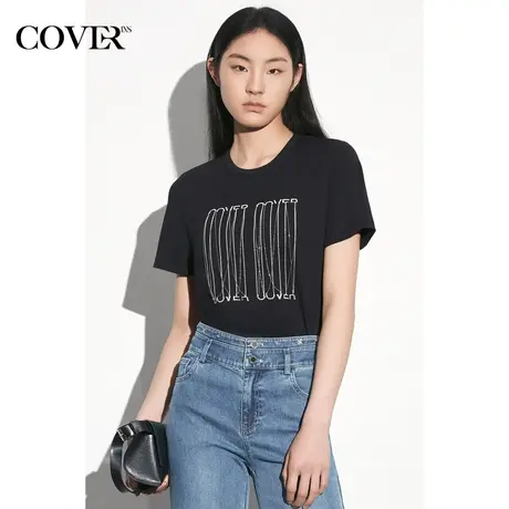 COVER夏季LOGO绣花棉质宽松T恤商品大图