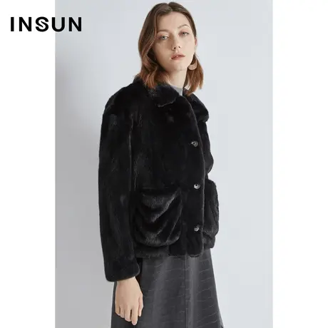 INSUN恩裳奥莱冬季加厚短款水貂皮草外套图片
