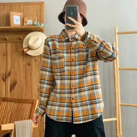 dza 复古宽松显瘦加绒衬衫外套女士秋冬内搭打底上衣宽松保暖衬衣图片