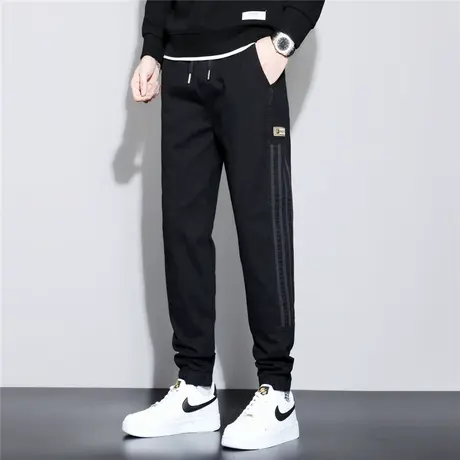 秋冬款牛仔裤男士束脚潮牌工装长裤2023冬季新款休闲九分裤子加绒商品大图