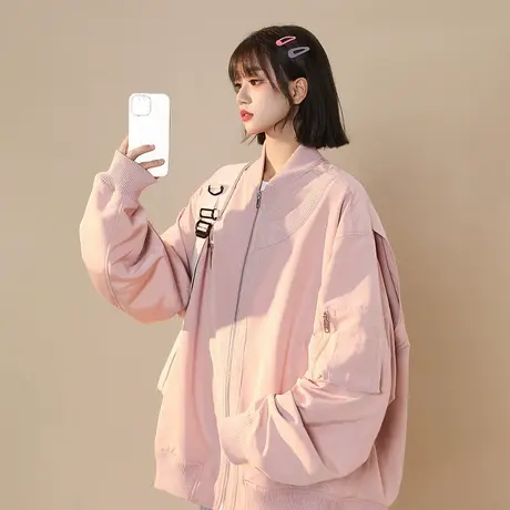 美式风街头棒球服女春秋2023年新款设计感小个子复古宽松夹克上衣图片