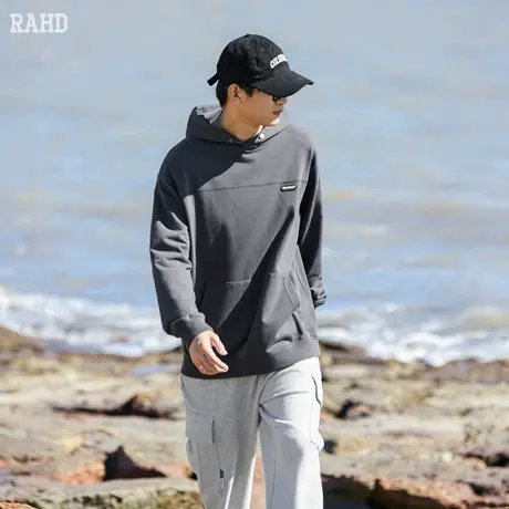 Radiohead卫衣男连帽美式休闲潮流灰色上衣纯色学生23秋季新款商品大图