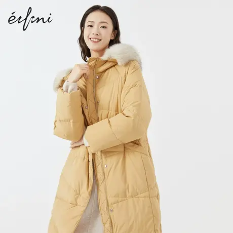 伊芙丽气质百搭羽绒服女2021秋冬新款白鸭绒设计感加厚保暖外套图片