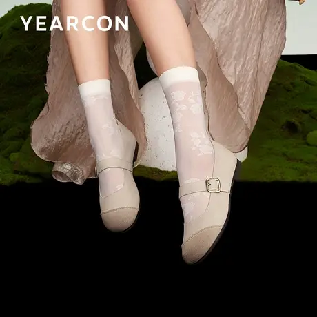 意尔康真皮单鞋女2024新款春软底勃肯鞋一字带浅口平底玛丽珍鞋子图片