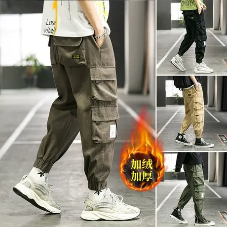 春秋季机能工装裤男高街潮牌百搭宽松束脚休闲加绒裤子男秋冬大码商品大图