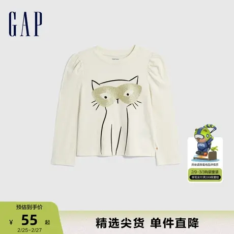 Gap女幼童春秋款洋气亲肤纯棉长袖T恤儿童装舒适活力上衣785687商品大图