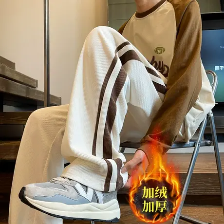 秋冬季灯芯绒运动裤子男款高街vibe垂感潮牌直筒加绒加厚休闲长裤商品大图