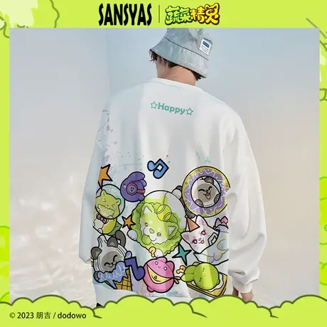 木村三社×蔬菜精灵 全家福印花小众卫衣女休闲潮流秋冬圆领长袖商品大图