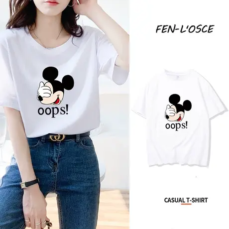 美式复古短袖t恤女2023年夏季新款半袖中学生宽松大码纯棉上衣潮商品大图