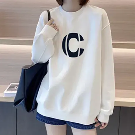 纯棉卫衣女2023新款爆款秋冬款外套韩系慵懒风加绒内搭打底衫上衣图片