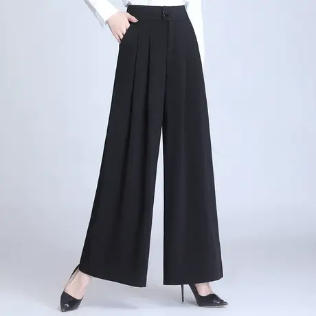 气质宽松阔腿裤女黑色休闲裤2023春秋新款大脚裤西装裤直筒裤长裤商品大图
