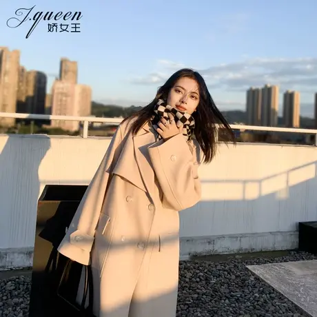 宽松毛呢外套女中长款秋冬季新款韩版气质温柔宽松高级感呢子大衣商品大图