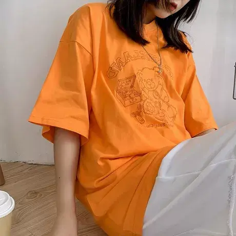 潮牌打底衫女内搭春夏百搭圆领2023新款绿色短袖袖t恤夏装上衣女商品大图