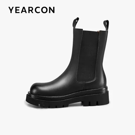 意尔康切尔西靴女2023冬款中筒靴女英伦风烟筒靴厚底显瘦短靴子女商品大图