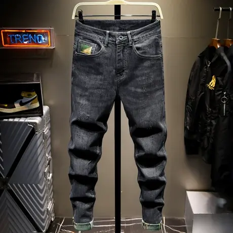 春夏季黑色潮牌牛仔裤男直筒宽松韩版潮流男士休闲长裤子男百搭款商品大图