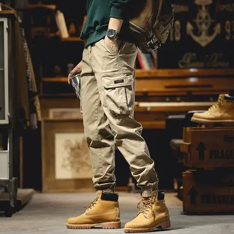 户外通勤工装裤男士2022新款潮牌宽松痞帅军事风秋季休闲束脚裤子商品大图