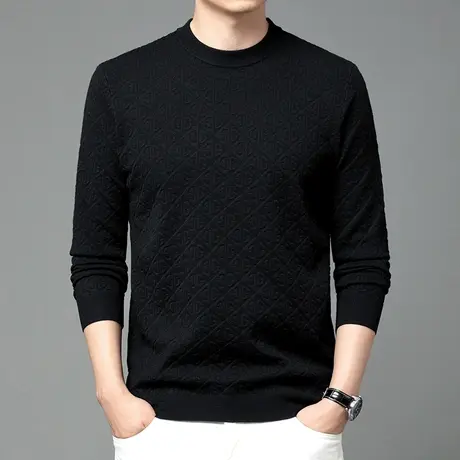 2023冬季新款毛衣男士休闲套头打底绒衫圆领宽松针织衫上衣服潮牌商品大图