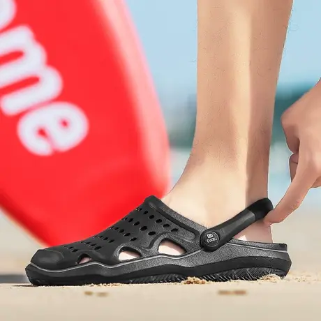夏天防水鞋时尚外穿钓鱼鞋洗车工作户外溯溪涉水鞋沙滩洞洞雨鞋男商品大图