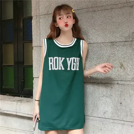 挂脖吊带运动背心无袖t恤女夏季外穿学生ins篮球服宽松bf风上衣潮图片