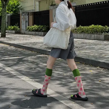 糖果色罗口jk袜子女日系小风车可爱甜美百搭凉鞋玻璃丝小腿袜图片