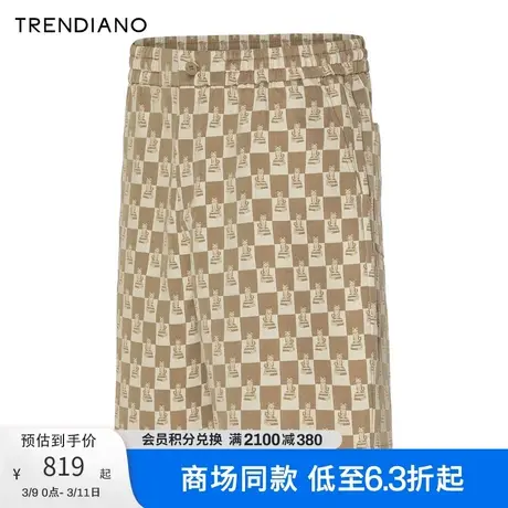 TRENDIANO动物棋盘格提花梭织短裤2024年春季新款时尚五分裤男图片