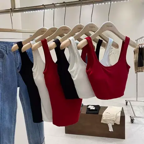 白色背心内搭女2024新款纯棉西装打底黑色工字上衣遮副乳外穿吊带图片