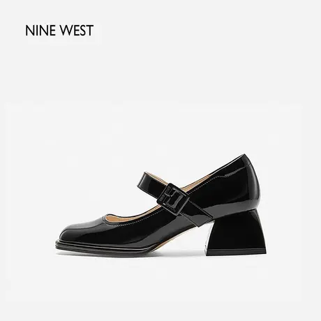 Nine West/玖熙英伦厚底玛丽珍鞋2024年春季方头复古高跟鞋小皮鞋商品大图