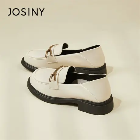 Josiny/卓诗尼厚底乐福鞋女2024新款春季法式英伦风一脚蹬小皮鞋商品大图