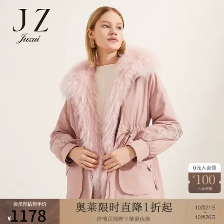 【断码秒】玖姿奥莱官方冬季新款貉子毛领保暖收腰女派克服图片