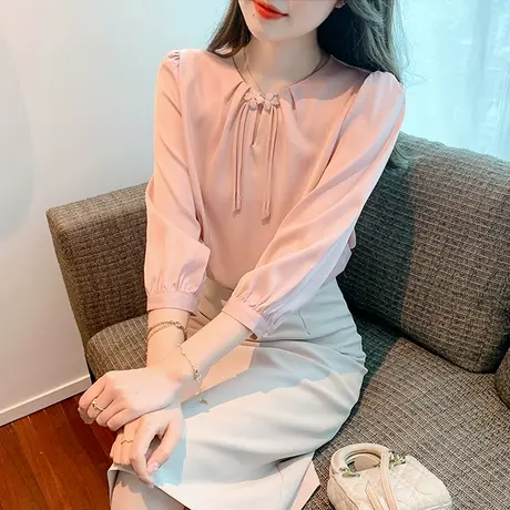 七分袖雪纺衬衫夏季2023年新款设计感时尚洋气气质上衣服时髦小衫图片