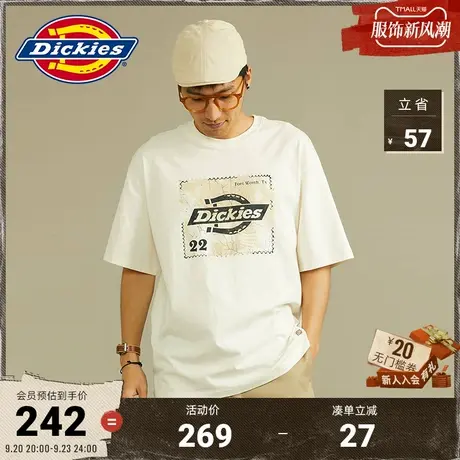 Dickies商场同款23秋冬新款工装风短袖T恤 圆领印花男女情侣图片