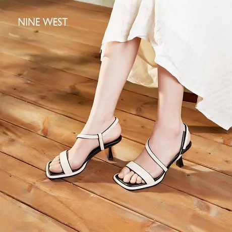 【商场同款】Nine West/玖熙高跟时装凉鞋女一字带气质露趾高跟鞋图片