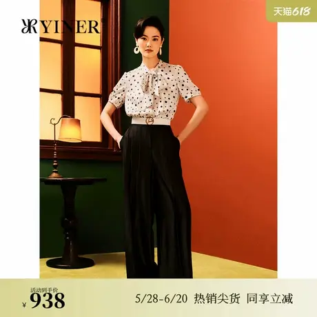 【1996系列】YINER音儿女装夏季风琴褶空气感阔腿休闲裤商品大图